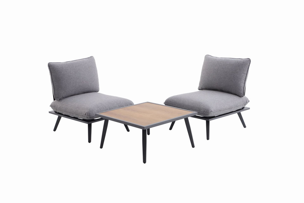 Creador Antao S Lounge-Set Balkonmöbel Outdoor Lounge Wetterfest UV-beständig Robust Holzplatte Aluminium Teakholz Komfortable Kissen Stilvolles Design Gartenmöbel-Set Anthracite Light Grey Teak Look