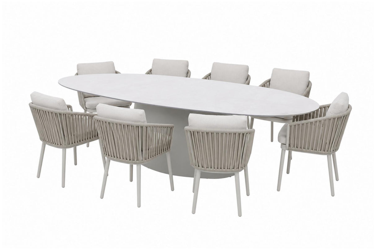 Royal Garden Desert & Vila Nova Gartentisch-Set 239x119 cm mit 8 Stühlen Sand