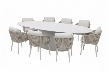Royal Garden Desert & Vila Nova Gartentisch-Set 239x119 cm mit 8 Stühlen Sand
