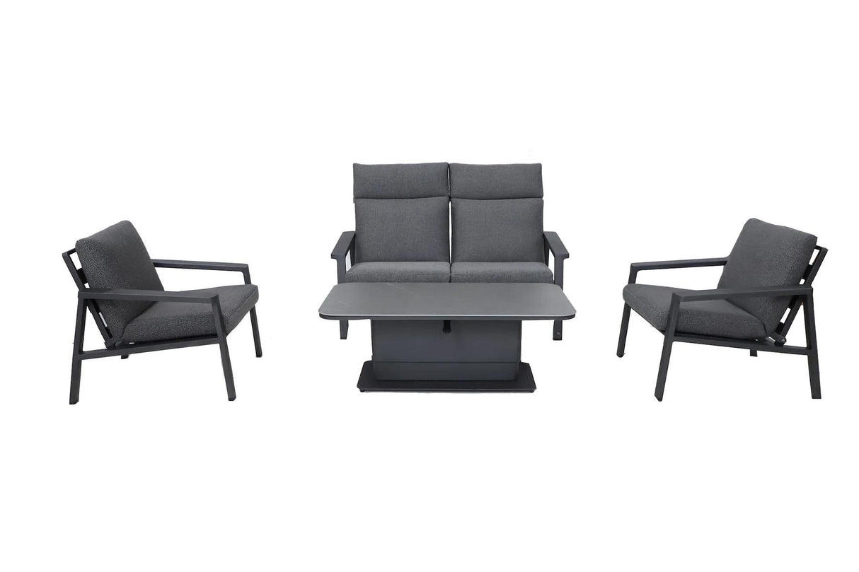 Royal Garden Focosa Aluminium Lounge-Set Anthrazit mit verstellbarem Tisch