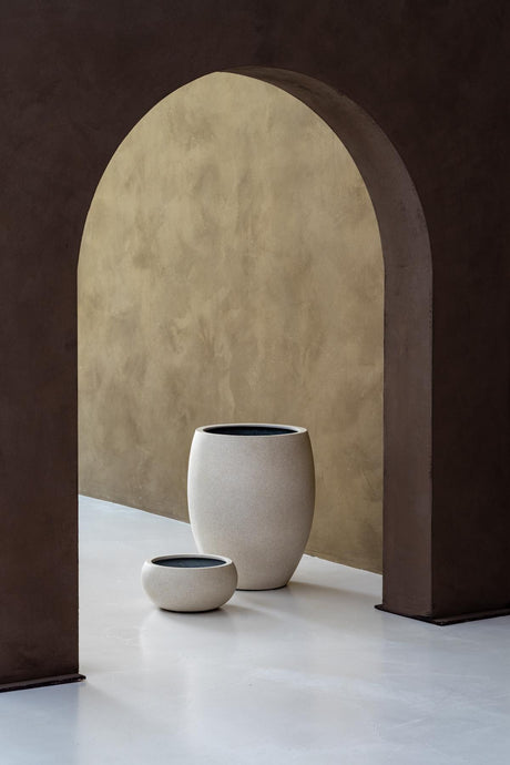 Produktbild Luca Lifestyle Grigio hoher Ballon-Pflanzkübel aus Fiberglas Antikweiß