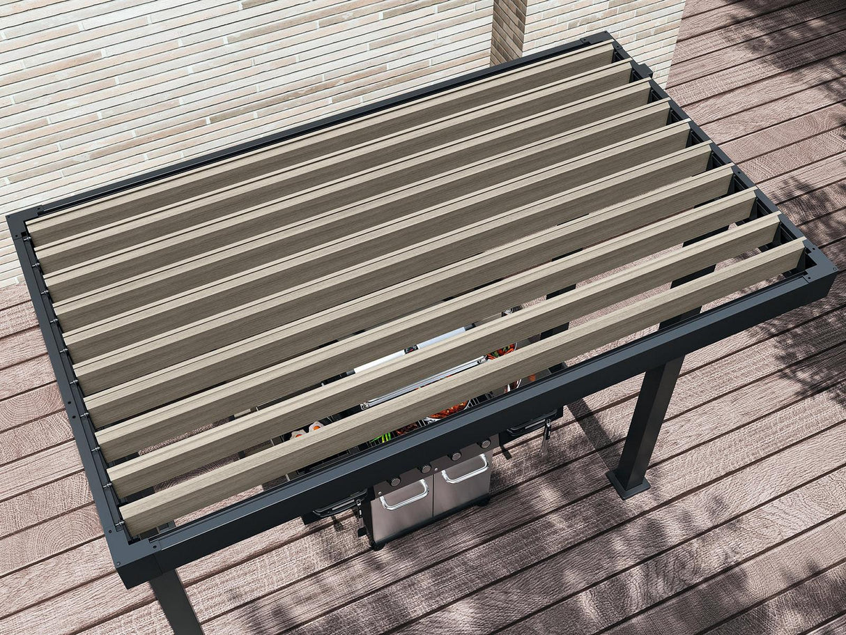 Lamellendach MWH Grillzebo Grill Pergola mit Lamellenwand