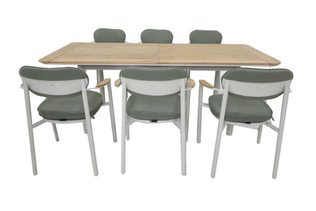 Royal Garden Kemo Gartentisch Set ausziehbar 216/276 cm mit 6 Stapelstühlen