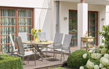 Ambientebild Diamond Garden Lyon dreieckiger Gartentisch Edelstahl/Teakholz