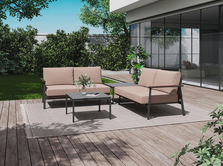 MWH Prado Lounge Set 3-tlg. Sofa-Set Aluminiumgestell extra dicke Kissen reißfest UV-beständig Belastbarkeit bis 120 kg stilvolles Design Qualität moderner Charme vielseitig Terrasse