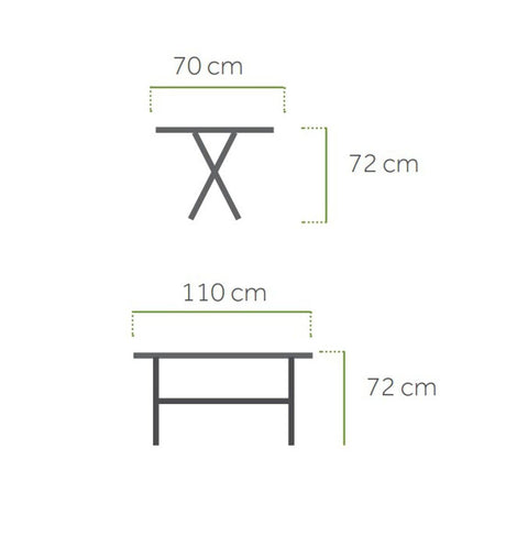 Maße Cafe Latte MWH 110x70 Klapptisch