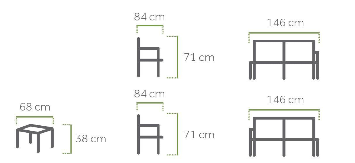 MWH Prado Lounge Set 3-tlg. Sofa-Set Aluminiumgestell extra dicke Kissen reißfest UV-beständig Belastbarkeit bis 120 kg stilvolles Design Qualität moderner Charme vielseitig Terrasse