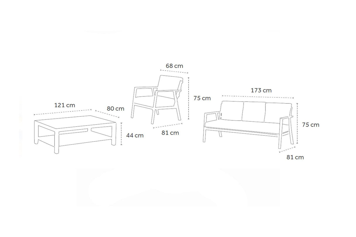 Maße creador Catalina Loungemöbel Gartenlounge Set