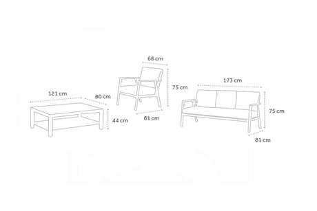 Maße creador Catalina Loungemöbel Gartenlounge Set