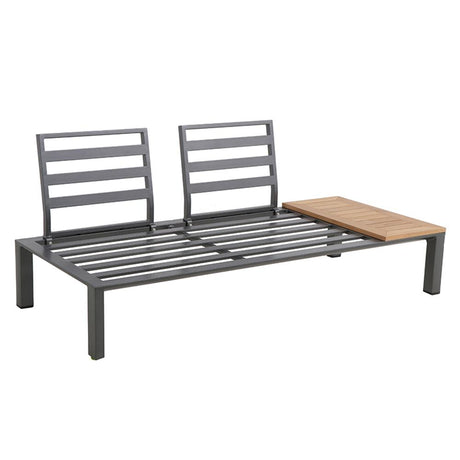  Reno Lounge-Set, Aluminium Ecklounge, Doppelsitz-Sofas, Teak Ablageflächen, Eckelement, Tisch, Teakholzplatte, Gartenmöbel, zeitlose Eleganz, höchster Komfort, Terrassenmöbel, Outdoor-Möbel