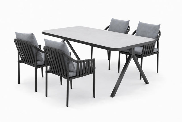 MWH Puro & Patro Gartentisch-Set 180x100 cm mit 4 Stühlen Anthrazit