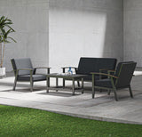 Creador Lounge-Set Berlin 4-teilig Kaffee-Set Aluminium PVC-beschichtetes Polyestergewebe Abnehmbare Kissen Spunpoly 240 g Outdoor-Möbel Gartenmöbel Luxuriöses Ambiente Dachterrasse Stadtbalkon 2-Sitzer Sofa Sessel Lounge Tisch Anthracite Stabile Aluminium-Konstruktion Wetterfeste Polster Holzarmlehnen UV-beständig Pflegeleicht Witterungsbeständig Lichtecht Gemütlichkeit Langlebigkeit Sommer Exklusives Design