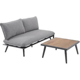 Creador Lounge Set Antano Anthrazit 2-teilig Aluminiumgestell 190g Olefin-Kissen Couchtisch Crealite Outdoor® Tischplatte Terrassen- & Gartenmöbel Stilvoll Komfortabel Outdoor-Oase Wetterbeständig Ästhetisch Entspannt Pflegeleicht Waschbare Kissenbezüge