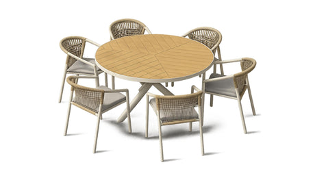 creador Rondo & Runo Gartenmöbel Set mit 6 Stapelstühlen Aluminium Beige