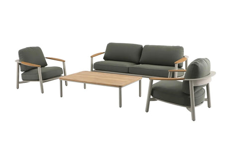 Produktbild seitlich Royal Garden Royal Kemo Gartenlounge Set 4-tlg Sunbrella Teakholz