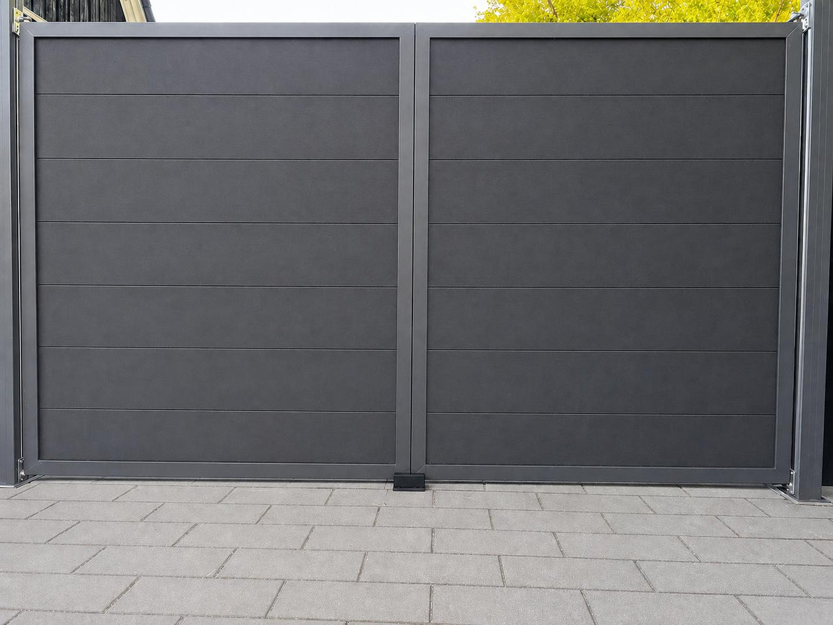 CON Verstellbarer Gartentor-Stopper Schwarz Bodenanschlag für Flügeltore Ambientebild