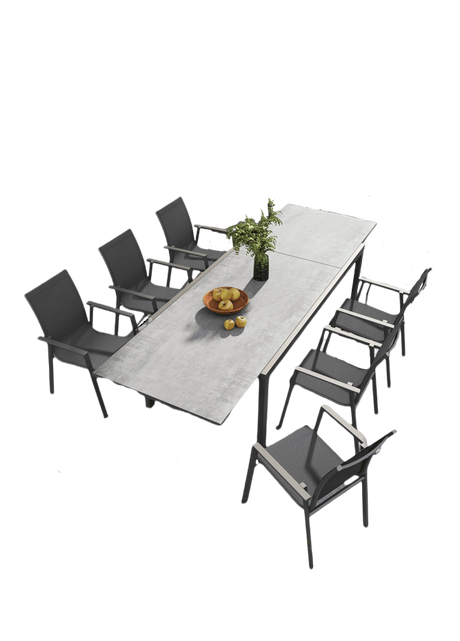 creador Vital Gartentisch Set ausziehbarer Gartentisch mit 6 stapelbaren Gartenstühlen