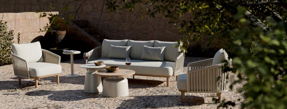 Ambiente Bild Royal Garden Vila Nova 3-teiliges Lounge-Set für 5 Personen Aluminium/Rope Sand