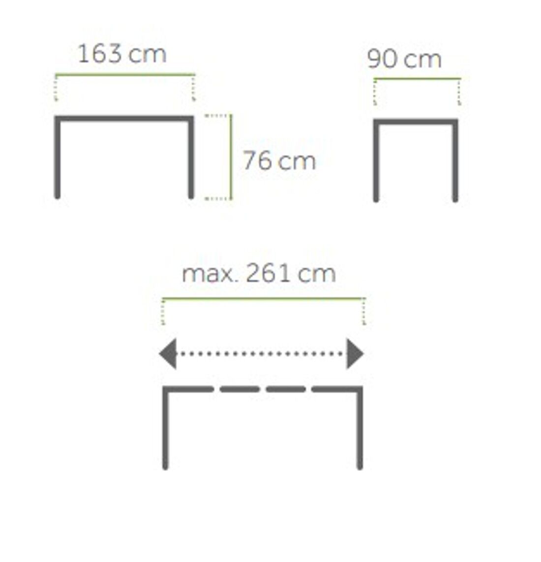 Maße MWH Universal Ausziehtisch